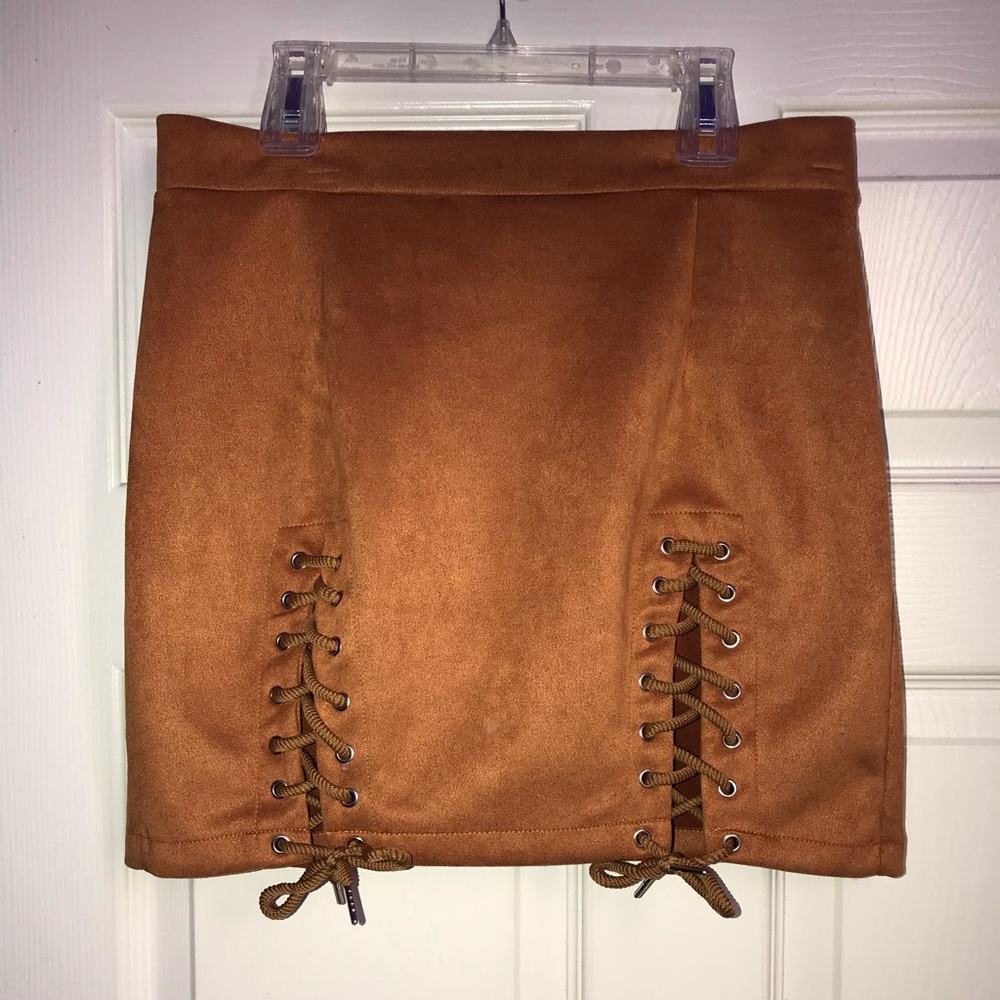 Lace up mini skirt